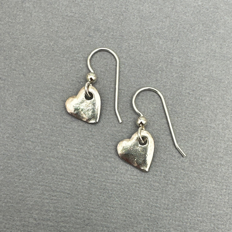 Silver Heart Charm Earrings Solid 925 Sterling Silver - SunlightSilver