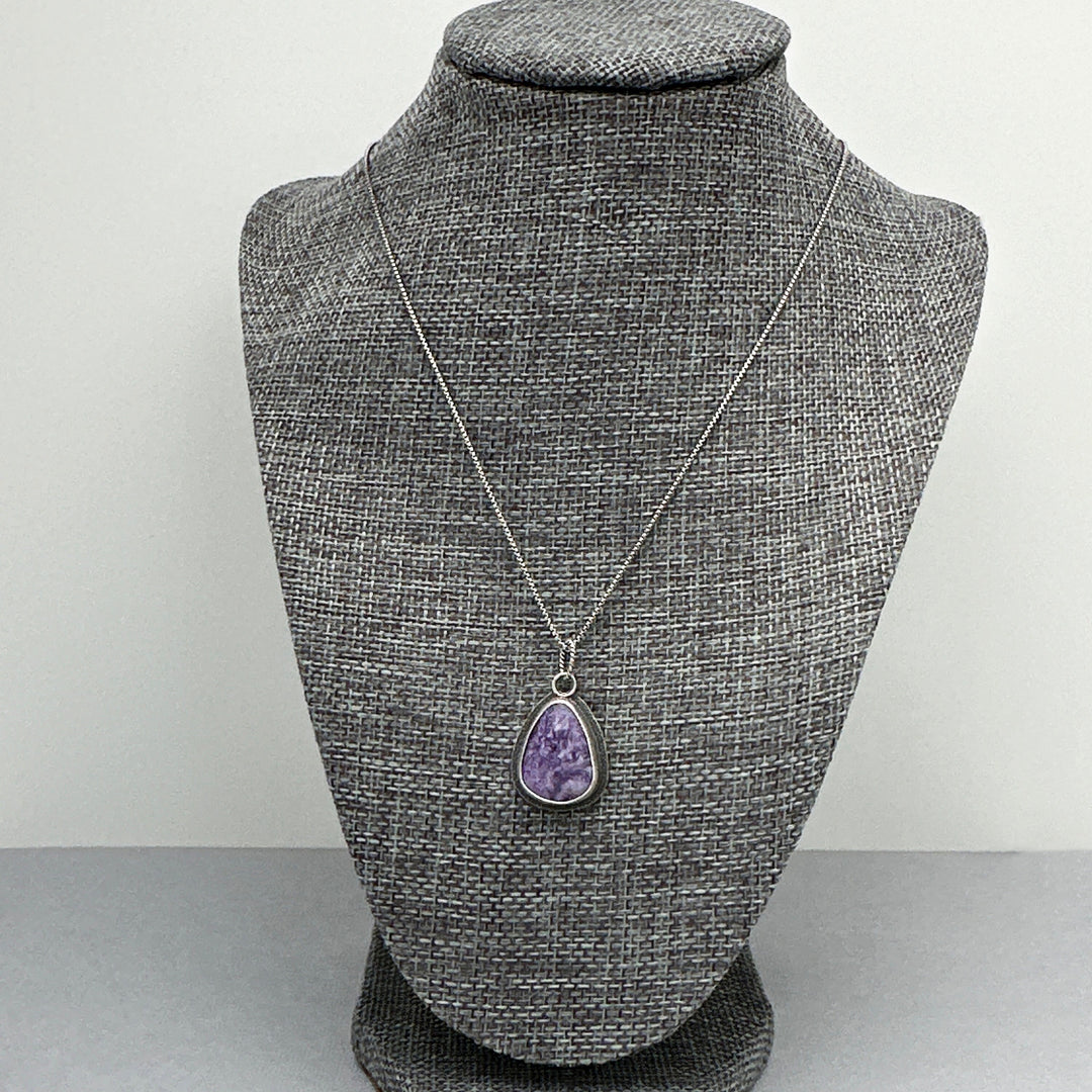 Purple Charoite Sterling Silver Pendant Necklace - SunlightSilver