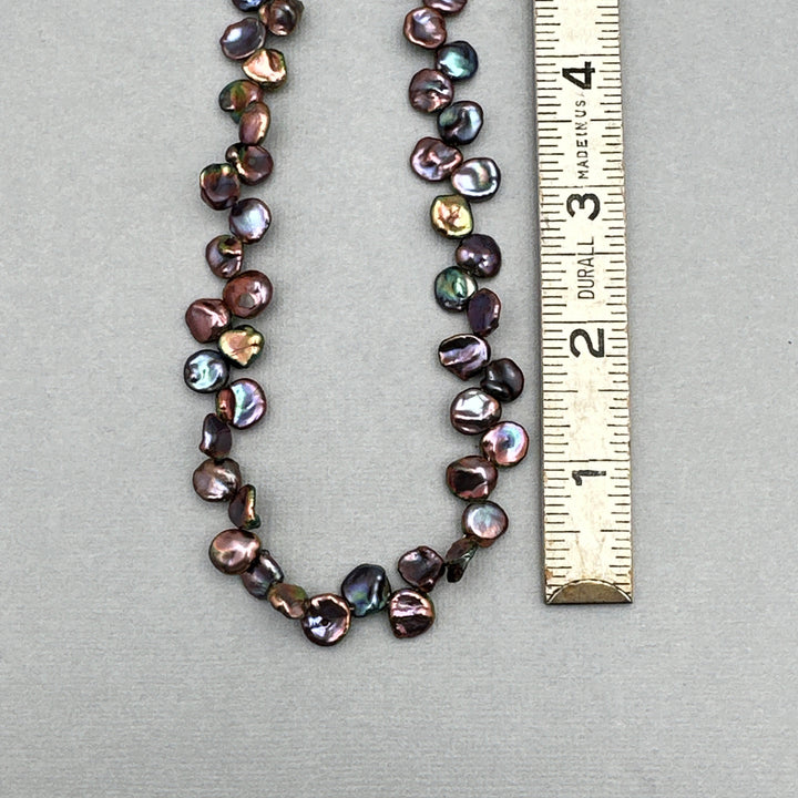Peacock Keshi Pearl and Sterling Silver Necklace. Black Keshi Pearls, Cornflake Pearls - SunlightSilver
