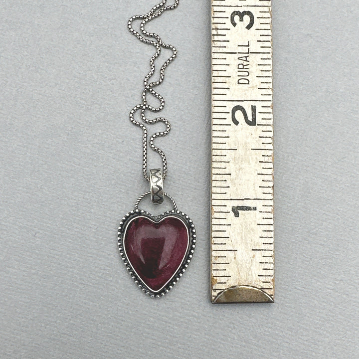 Purple Spiny Oyster Heart and Sterling Silver Pendant - SunlightSilver