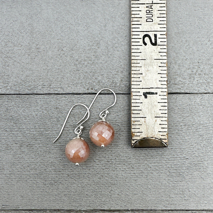 Mystic Moonstone and Sterling Silver Earrings. Peach Fuzz Pantone 2024 - SunlightSilver