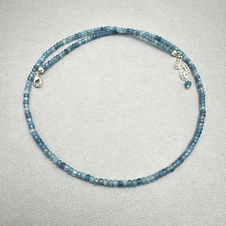 Beaded Aquamarine and Sterling Silver Silver Necklace - SunlightSilver