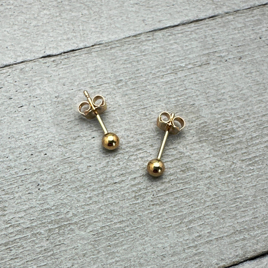 Ball Stud Earrings in 14K Yellow Gold Fill. Minimalist Earrings - SunlightSilver