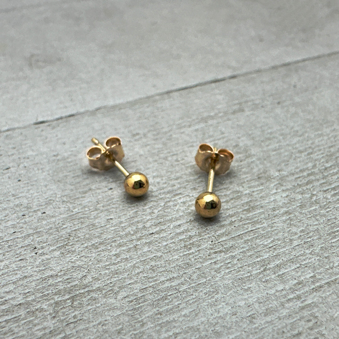 Ball Stud Earrings in 14K Yellow Gold Fill. Minimalist Earrings - SunlightSilver