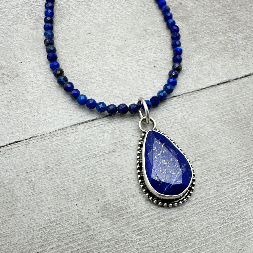 Lapis Lazuli and Solid 925 Sterling Silver Pendant - SunlightSilver