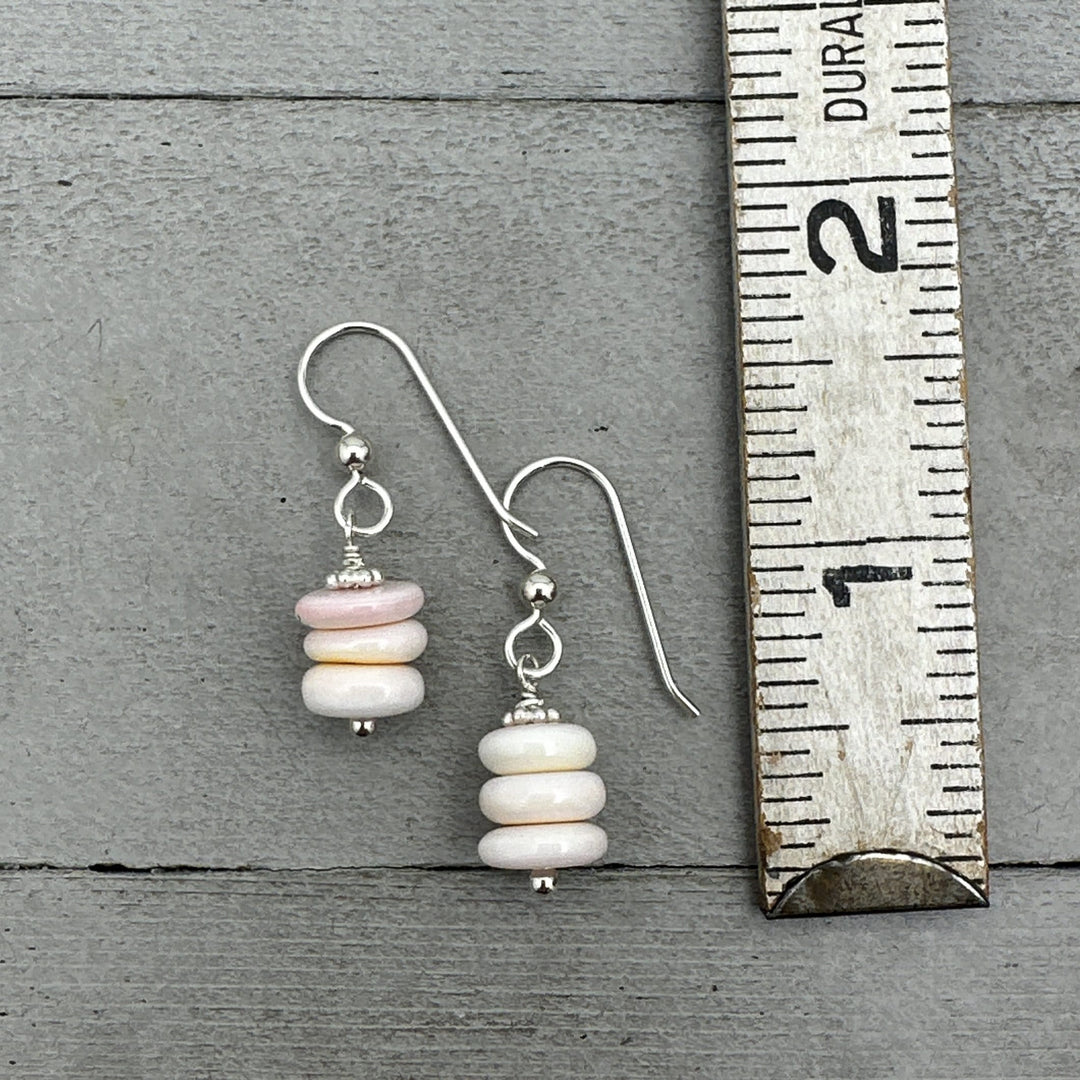Pink Conch Shell and Solid Sterling Silver Earrings - SunlightSilver