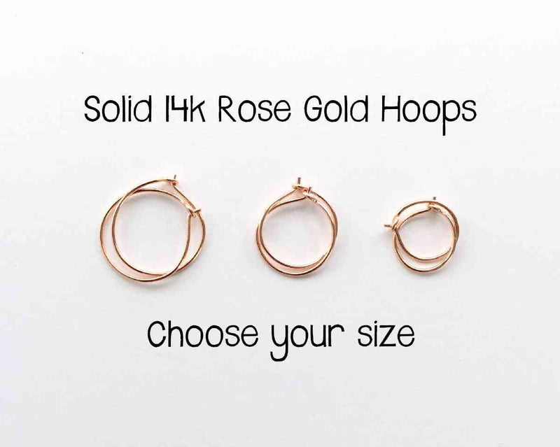 Solid 14k ROSE Gold Hoops