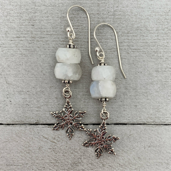 Moonstone Snowflake Earrings