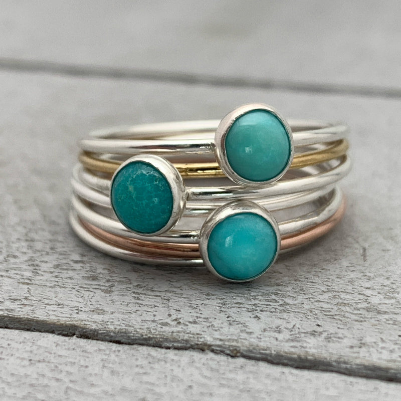 White Water Turquoise Solid 925 Sterling Silver Ring. Size 5 - 8 US