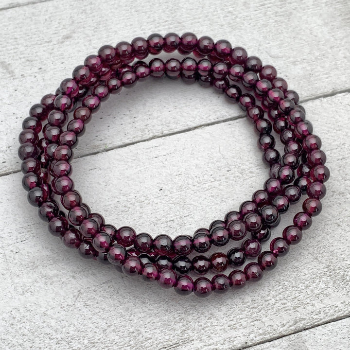 Red Garnet Crystal Stretch Bracelet. Small/Medium Size