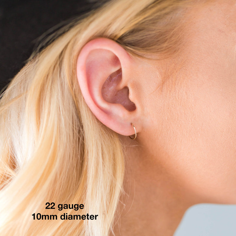 14K Gold Small Thin Hoop Earrings