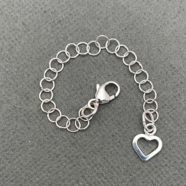 Sterling Silver Necklace Extender with Heart Charm. Interchangeable Layered Necklace Clasp