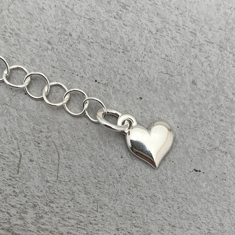 Sterling Silver Necklace Extender with Heart Charm. Layered Necklace Clasp