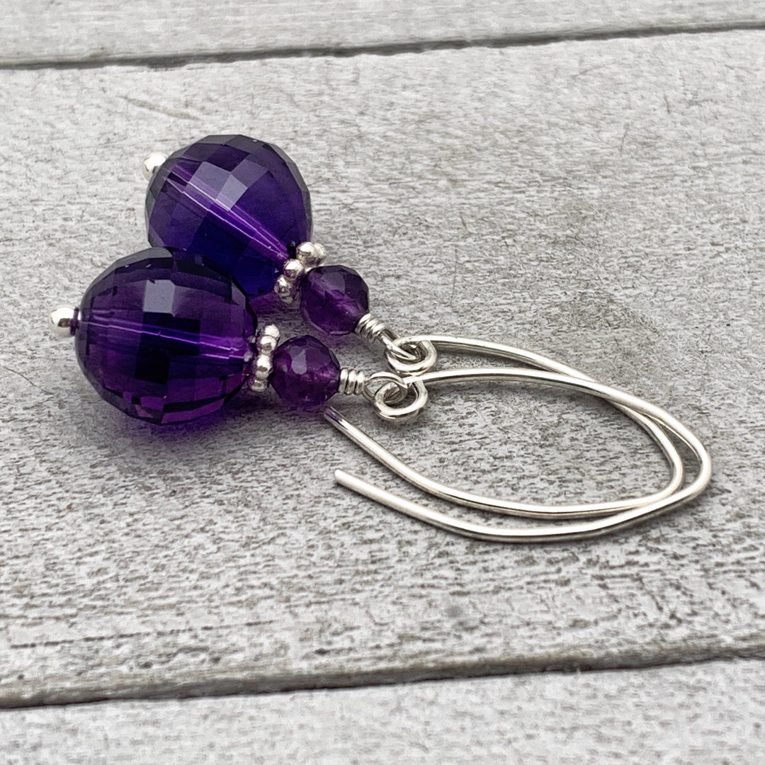 Purple Amethyst Crystal Sterling Silver Earrings
