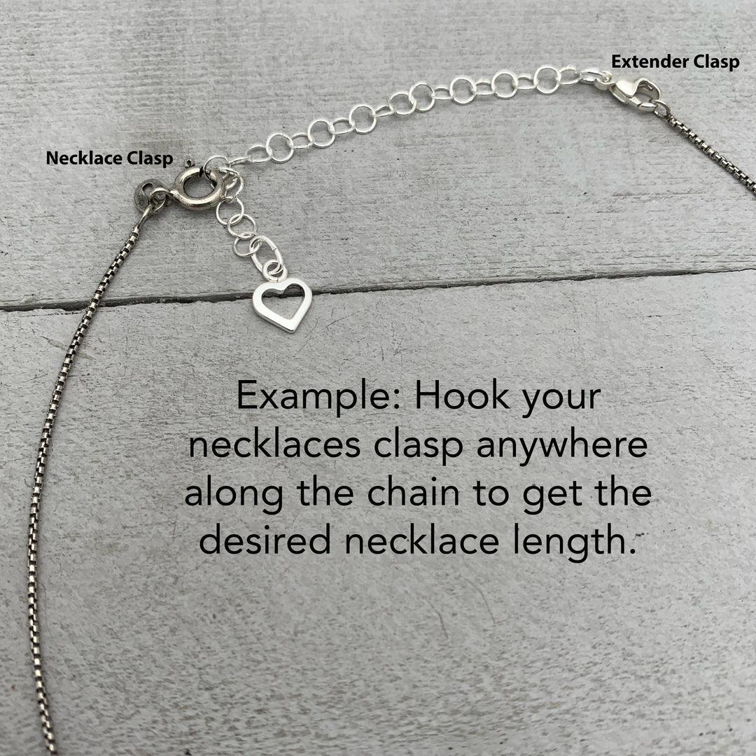 Sterling Silver Necklace Extender with Heart Charm. Choose Your Size