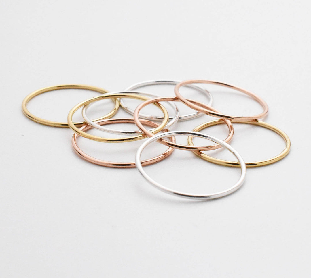 Stacking Rings. Solid 925 Sterling Silver, 14k Rose gold fill and 14k Yellow Gold Fill