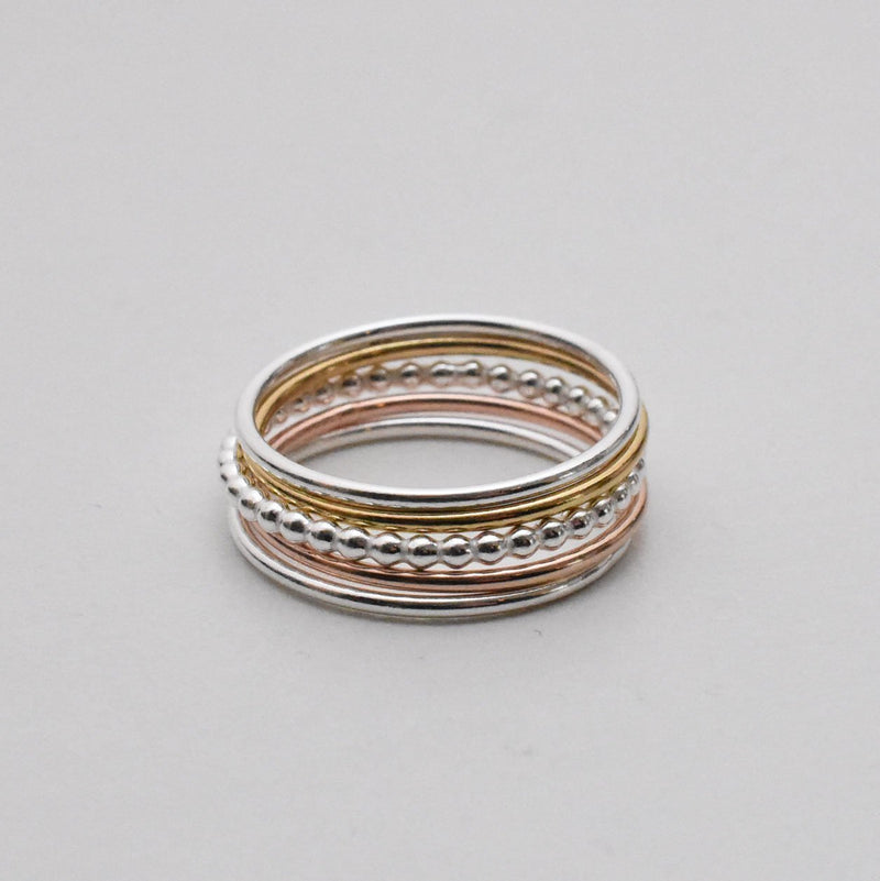 Stacking Sterling Silver Beaded Rings.