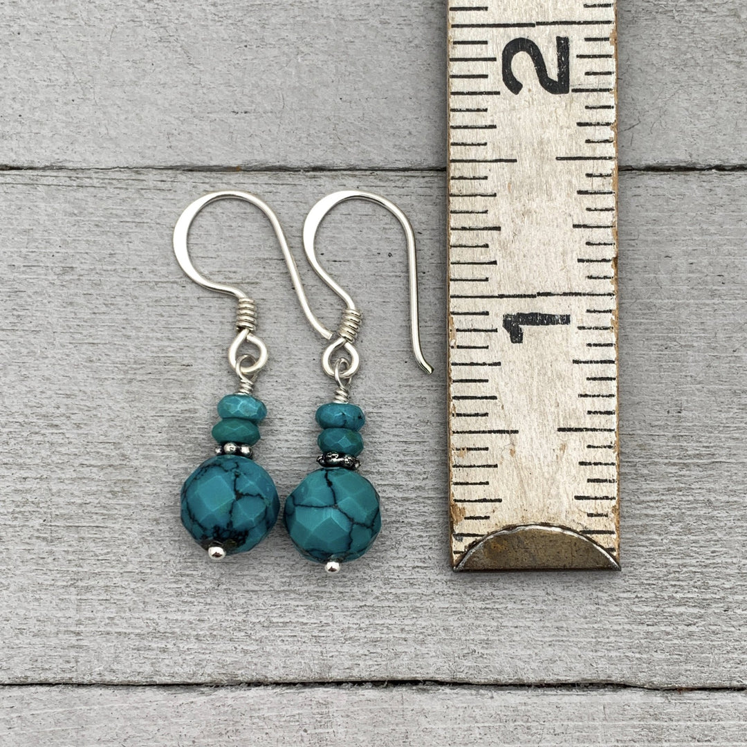 Teal Turquoise and Sterling Silver Earrings