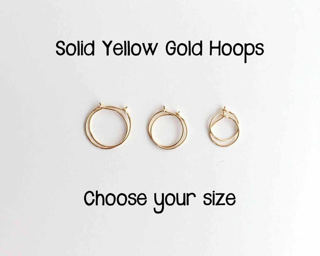 Solid Gold Hoop Earrings in 14k or 18k Solid Yellow Gold