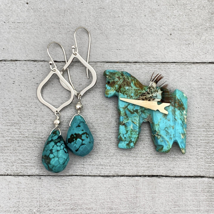 Turquoise Briolette and Sterling Silver Drop Earrings