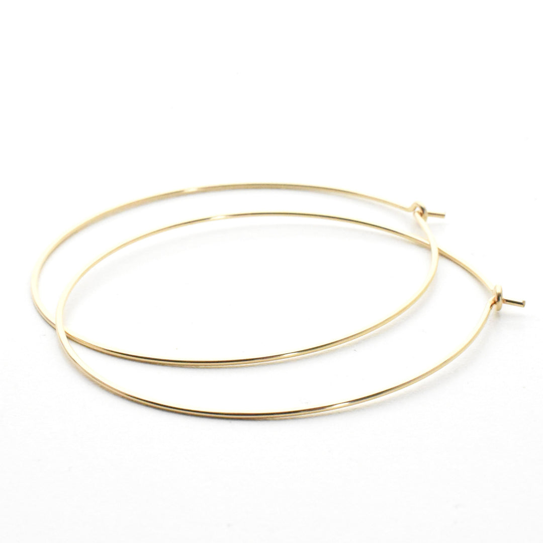 Large and Thin 14K Gold Yellow Fill Hoop Earrings