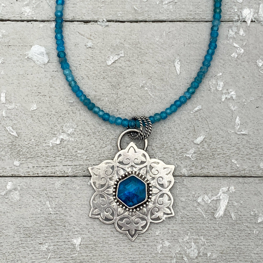Faceted Beaded Apatite and Sterling Silver Silver Necklace