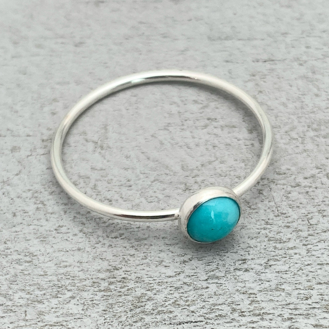 White Water Turquoise Solid 925 Sterling Silver Ring. Size 5 - 8 US