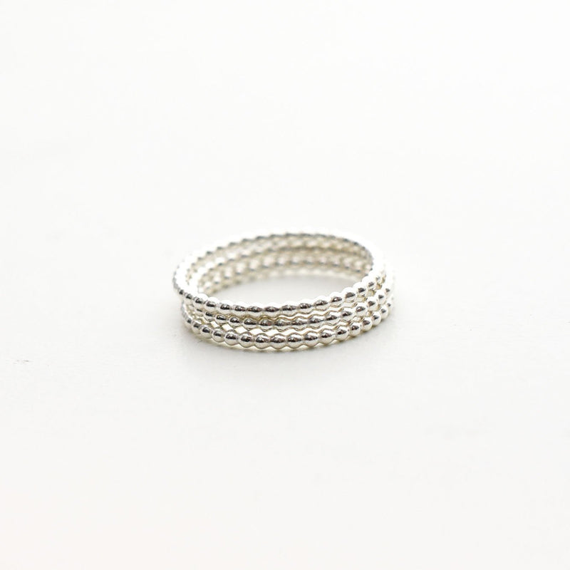 Stacking Sterling Silver Beaded Rings.