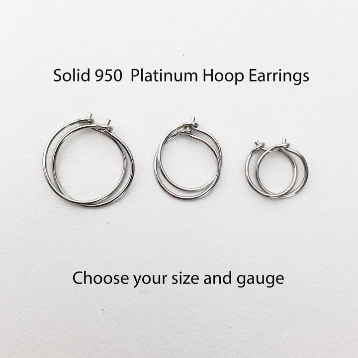 Thin Solid .950 Platinum Hoop Earrings