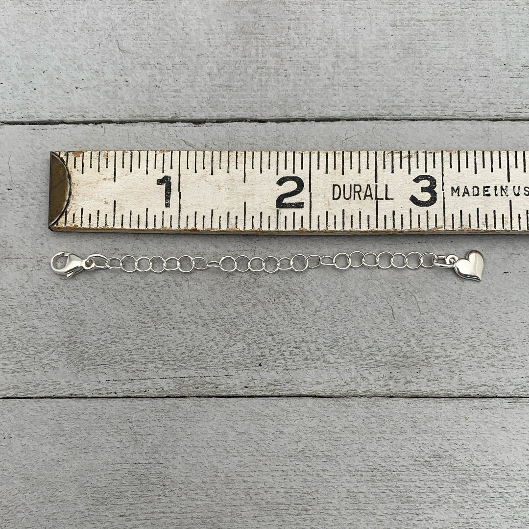Sterling Silver Necklace Extender with Heart Charm. Layered Necklace Clasp