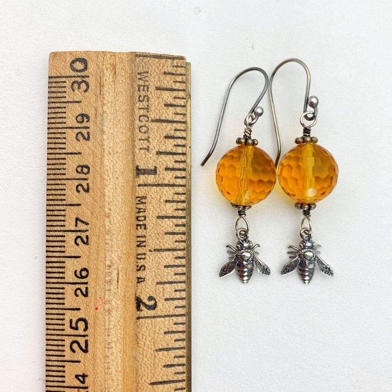 Golden Citrine and Sterling Silver Bee Earrings