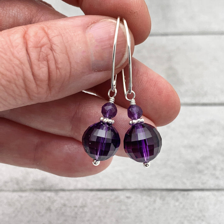 Purple Amethyst Crystal Sterling Silver Earrings